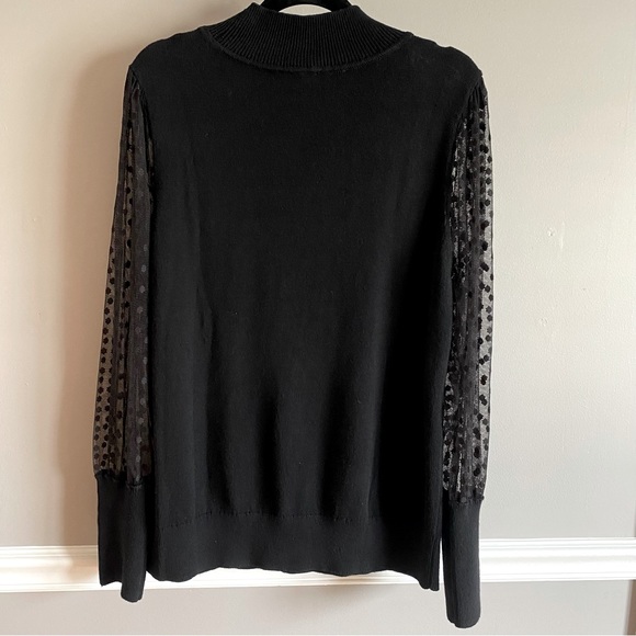 Talbots Black Sheer Polka Dot Sleeve Blouse - Picture 2 of 10